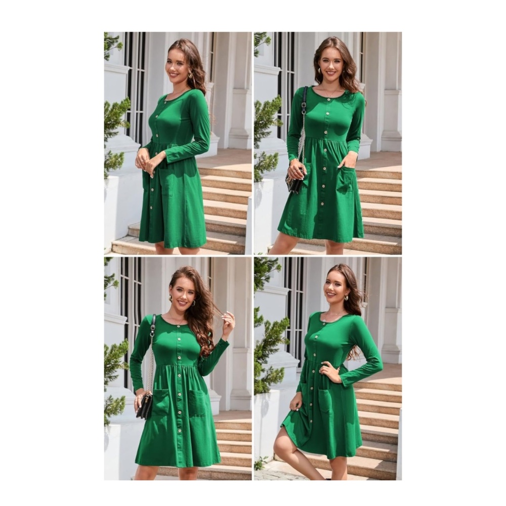 Ouges Women's Skater Dress | V Neck, Button Down,… - image 4